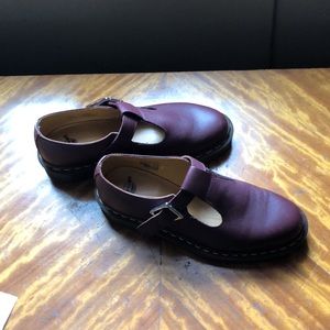 Dr. Martens POLLEY WOMEN'S SMOOTH LEATHER MARY JANE SHOES in Cherry Red